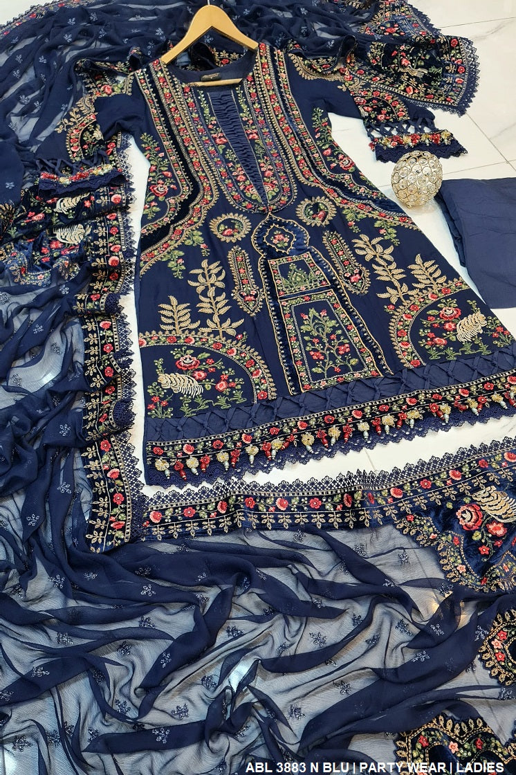 ABL 3883 Pakistani women's chiffon outfit full view
