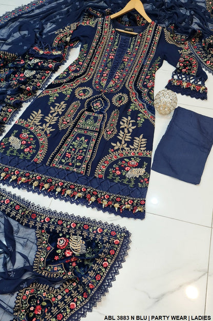 ABL 3883 Pakistani women's chiffon semi-formal outfit detail view