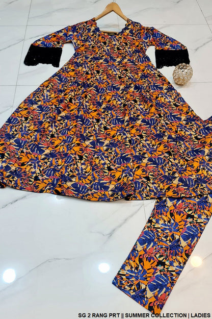 SG 02 RANG Pakistani women's lawn summer frock full view