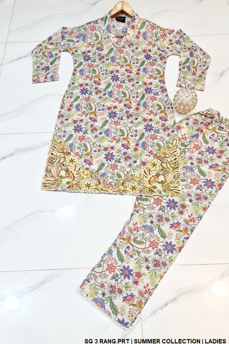 SG 3 RANG Pakistani women's lawn suit full view