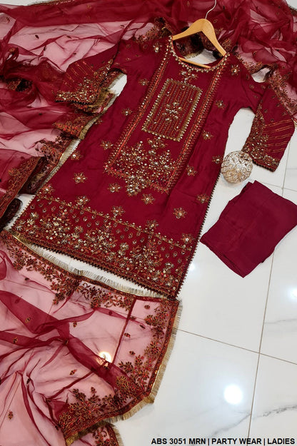 ABS 3051 chiffon Pakistani women's straight shirt back view