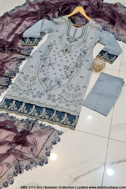 ABS 3173 cotton Pakistani women's casual straight shirt back view