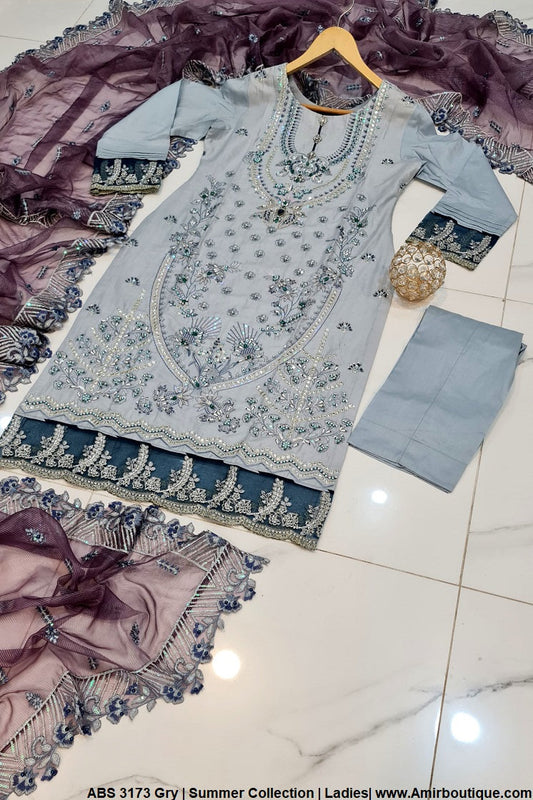 ABS 3173 cotton Pakistani women's casual straight shirt back view