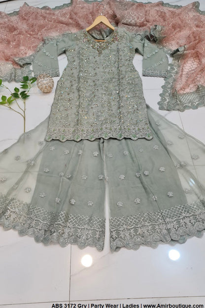 ABS 3172 Pakistani women's organza outfit full view