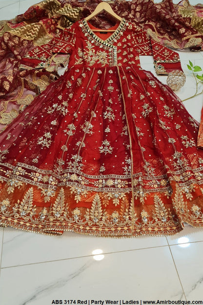 ABS 3174 Pakistani women's organza angrakha formal outfit full view
