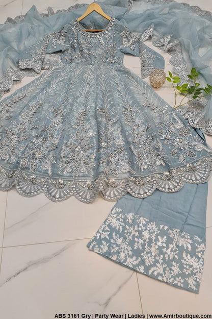ABS 3161 organza Pakistani women's frock with plazo side view