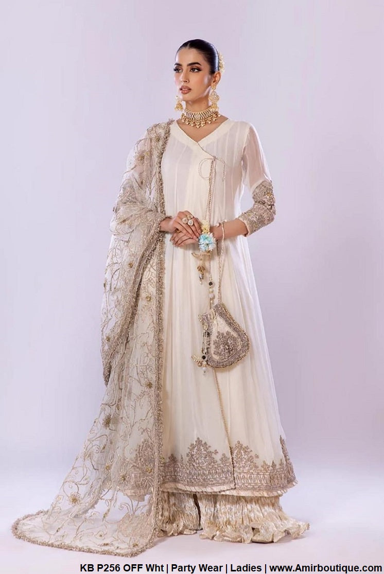 KB P256 Pakistani women's luxury chiffon bridal sharara full view