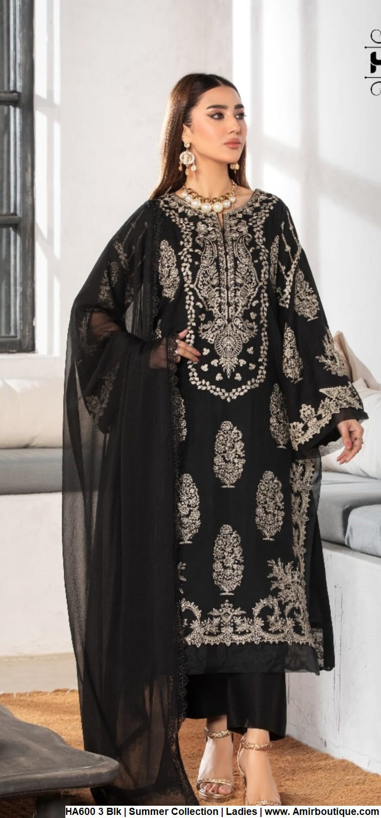 HC600 3 cotton Pakistani women's casual straight shirt back view