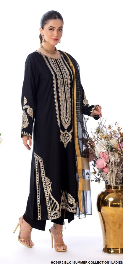 HC545 2 cotton Pakistani women's casual straight shirt back view