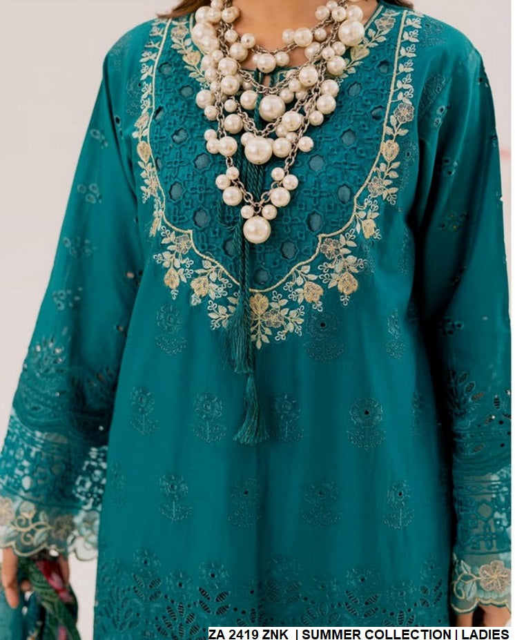 ZA 2419 Pakistani women's cotton straight shirt full view