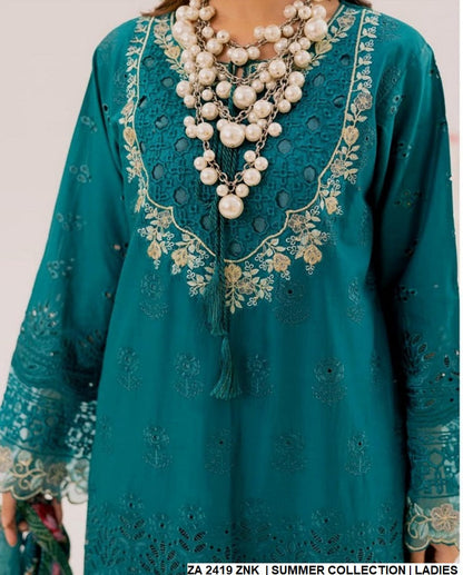 ZA 2419 Pakistani women's cotton straight shirt full view