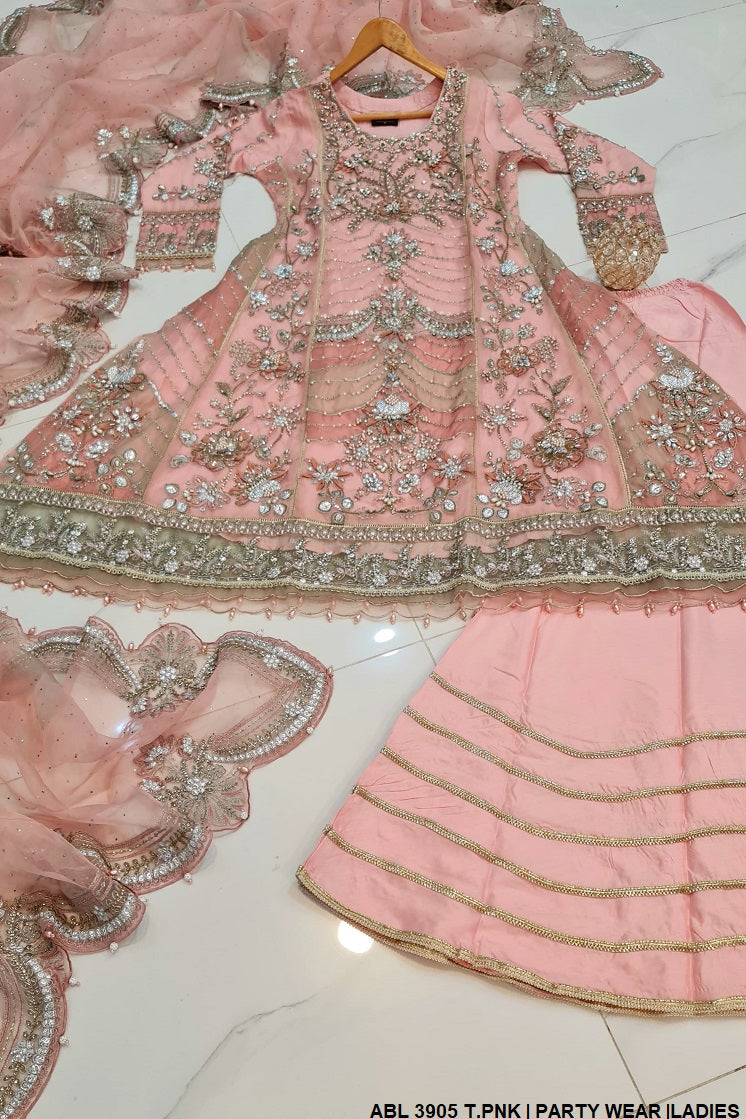 ABL 3905 Pakistani women's organza formal frock full view
