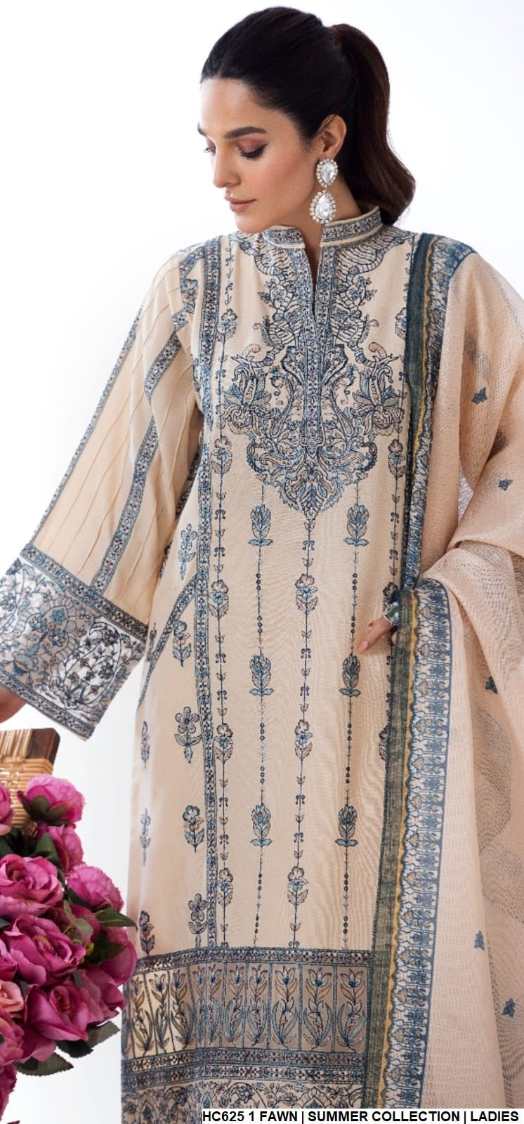 HC625 1 cotton Pakistani women's straight shirt back view