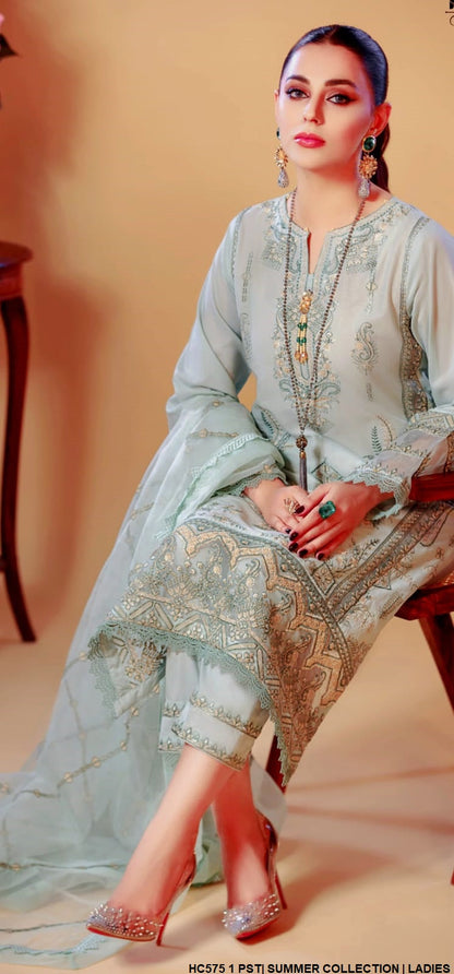 HC575 1 cotton Pakistani women's A-Line casual outfit back view