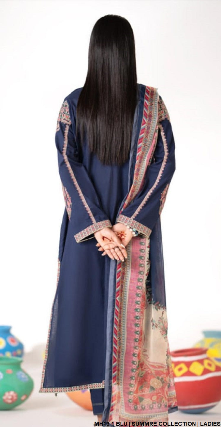 MH13 1 Pakistani women's cotton casual outfit back view