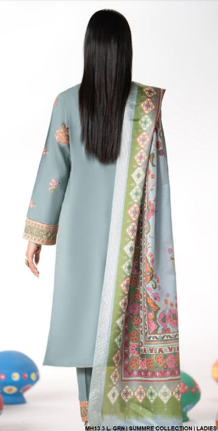 MH13 3 cotton Pakistani women's casual straight shirt back view