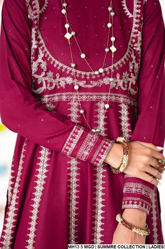 MH13 5 cotton Pakistani women's frock style casual outfit back view