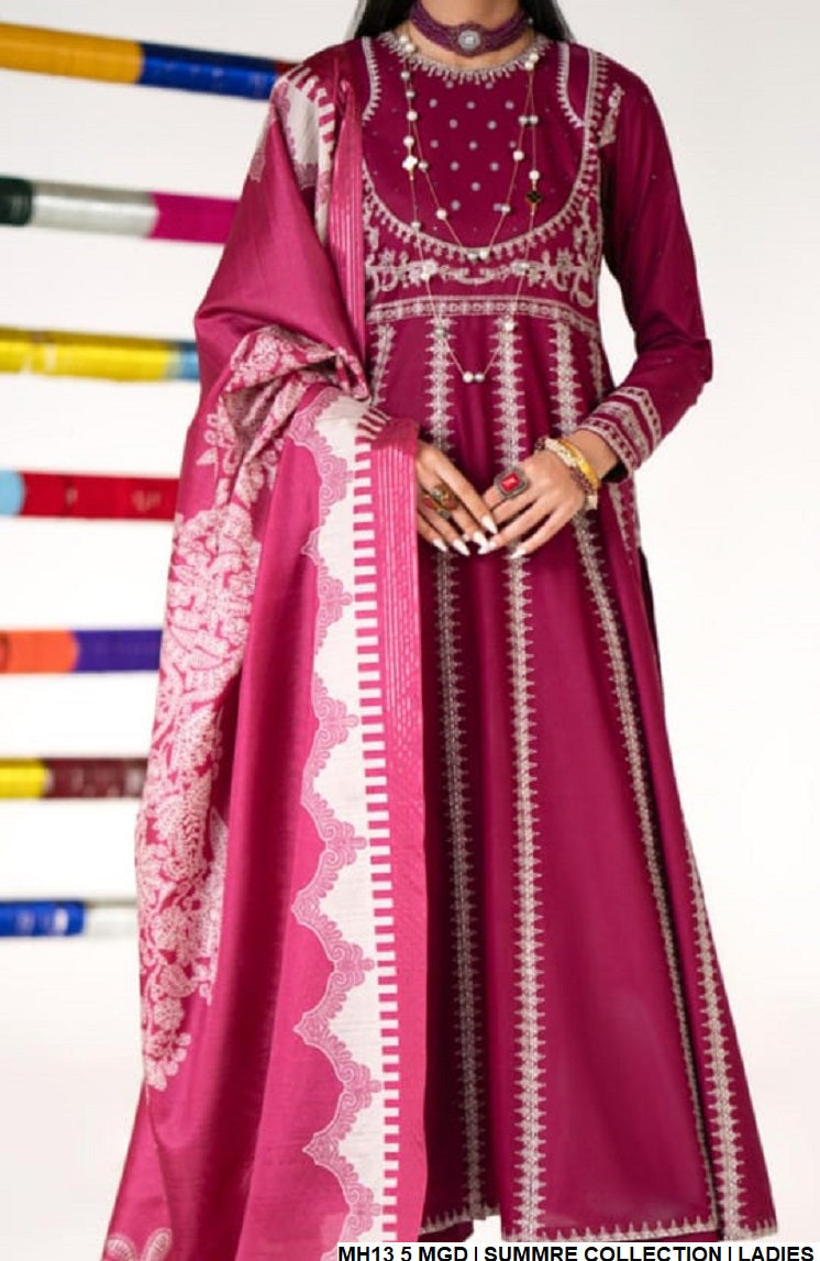 Cotton frock shirt MH13 5 - Pakistani women's casual elegant outfit with digital dupatta front view