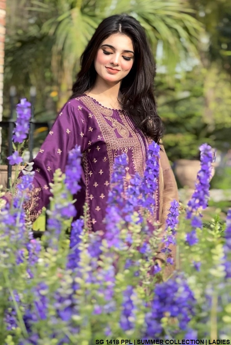 SG 1418 Pakistani women's cotton casual A-Line dress full view