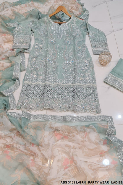 ABS 3138 Pakistani women's chiffon outfit full view