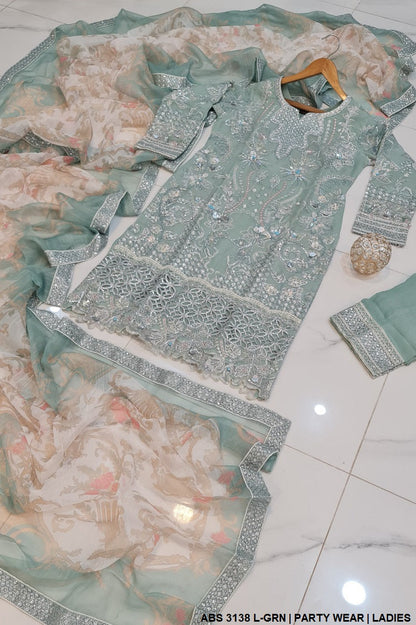 ABS 3138 Pakistani women's chiffon straight shirt back view