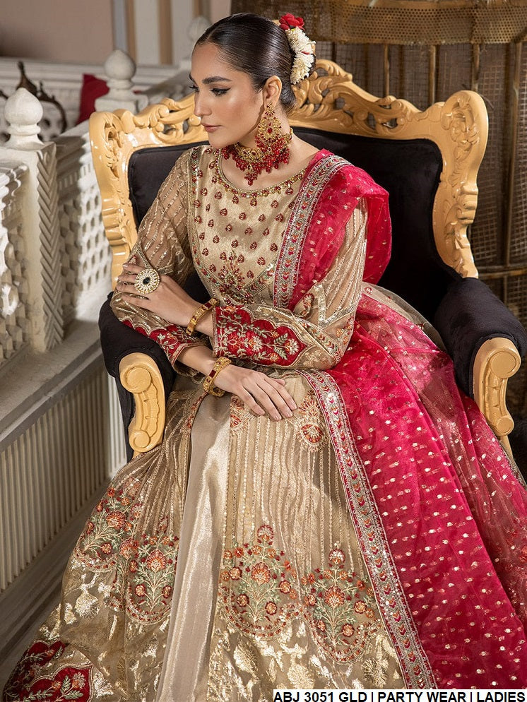 ABJ 3051 net Pakistani women's open gaun maxi back view