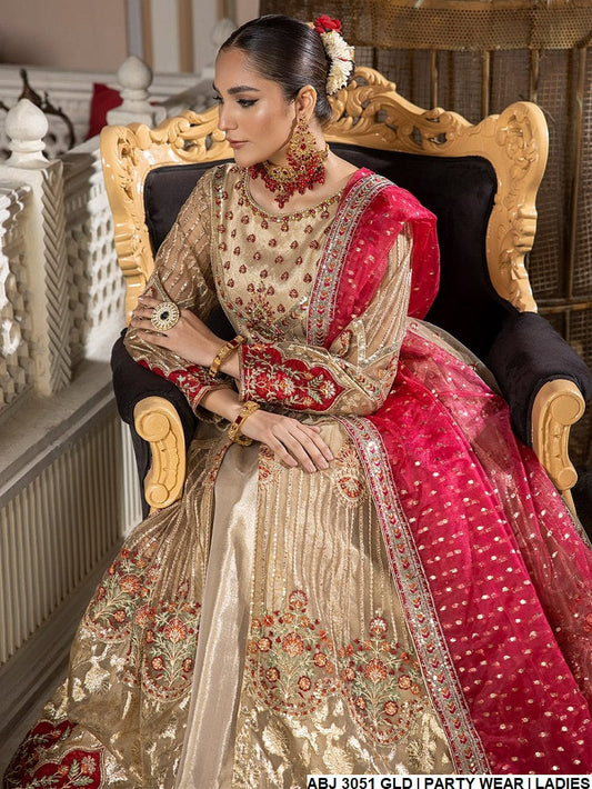 ABJ 3051 net Pakistani women's open gaun maxi back view