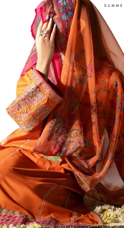 MH13 8 cotton Pakistani women's casual straight shirt back view