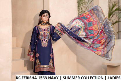 Pakistani women's navy blue cotton short shirt farshi shalwar back view