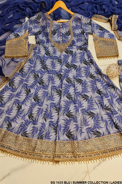 SG 1435 Pakistani women's cotton long frock detail view