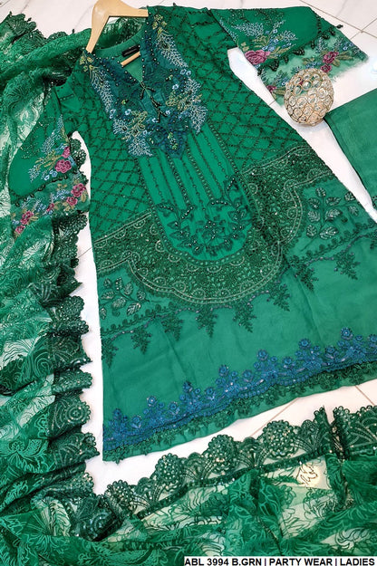 ABL 3994 Pakistani women's chiffon outfit back view