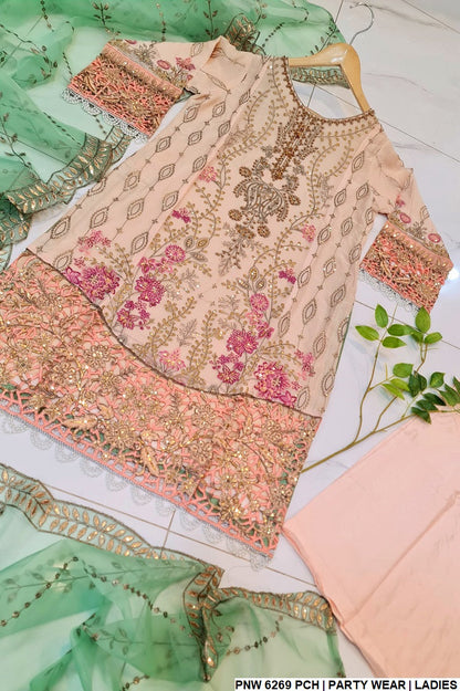 PNW 6269 Pakistani women's chiffon outfit full view
