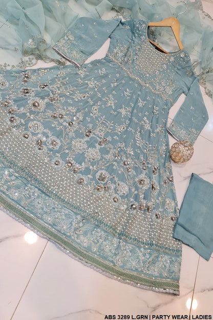 ABS 3289 Pakistani women's chiffon formal long frock full view