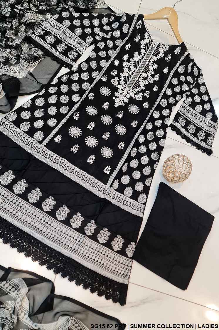 SG15 62 Print Lawn women's A-Line Pakistani summer 3-piece outfit back view
