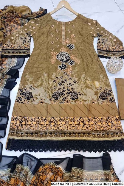 Lawn A-Line suit SG15 63 - Pakistani women's summer dress with digital dupatta detail view