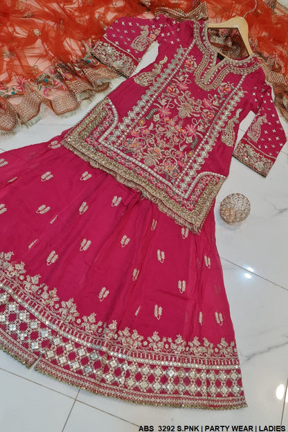 ABS 3292 Pakistani women's chiffon straight shirt plazo full view