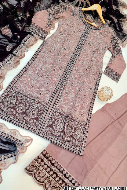 ABS 3291 Pakistani women's chiffon outfit with chiffon dupatta full view