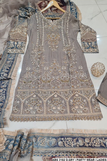 ABS 3182 chiffon Pakistani women's straight shirt with plazo side view