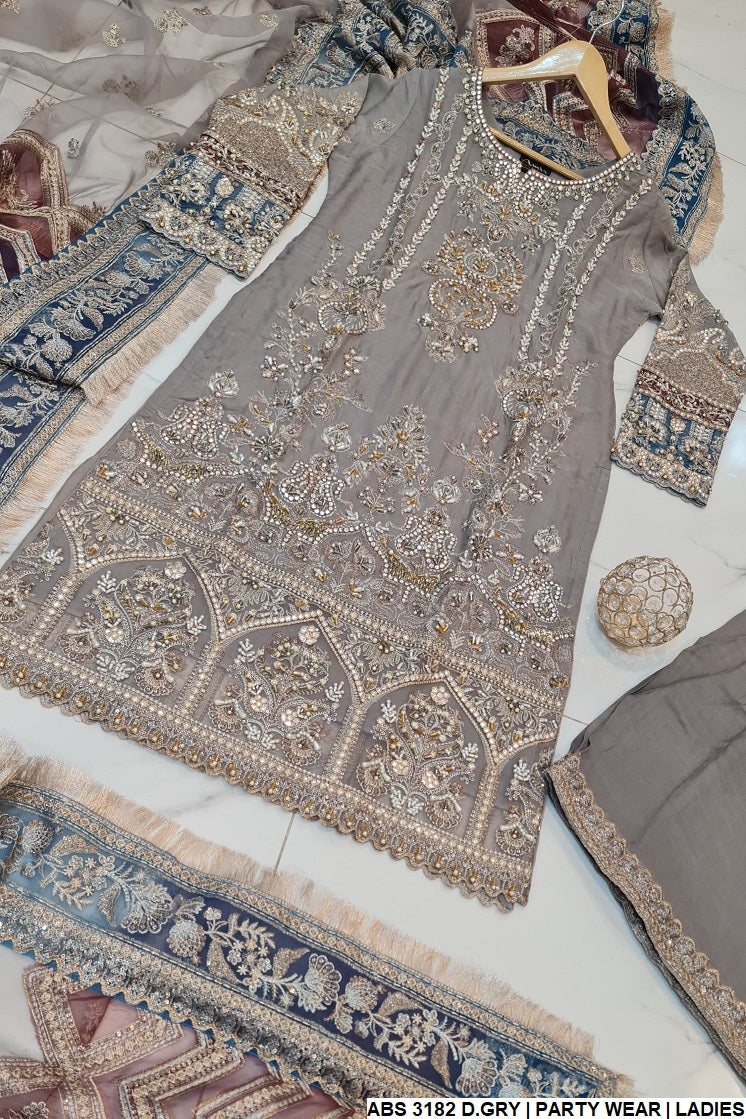 ABS 3182 Pakistani women's chiffon plazo outfit detail view