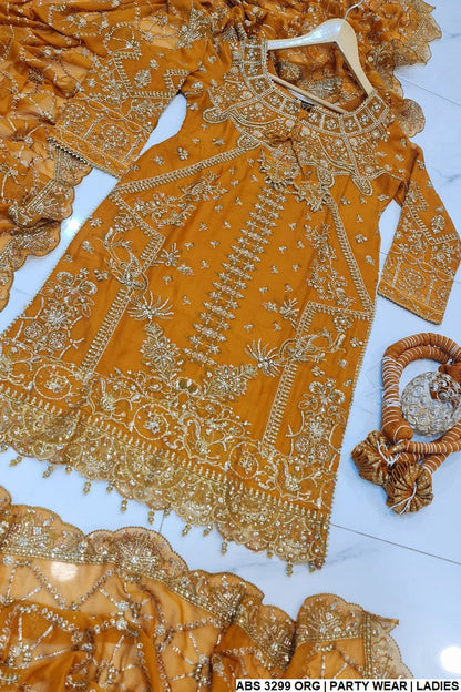 ABS 3299 Chiffon Pakistani women's straight shirt with viscose plazo side view
