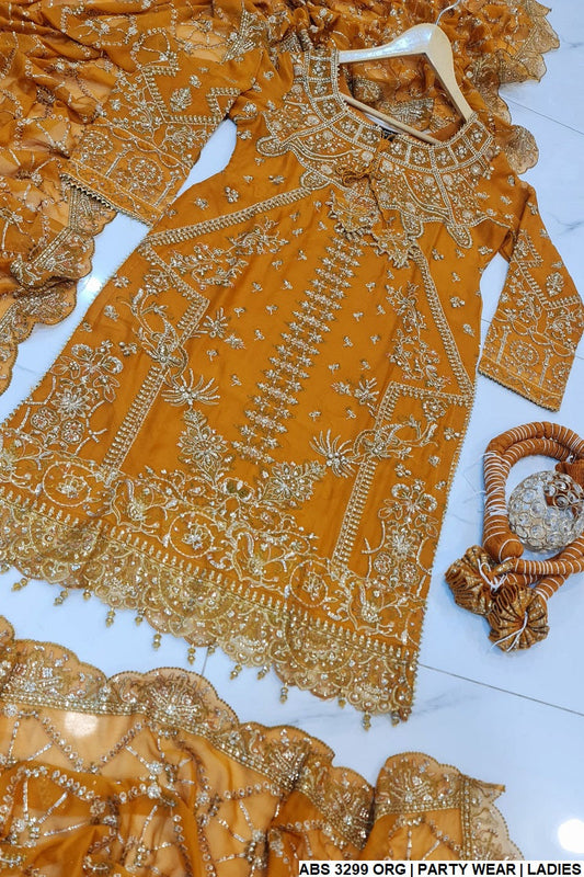 ABS 3299 Chiffon Pakistani women's straight shirt with viscose plazo side view
