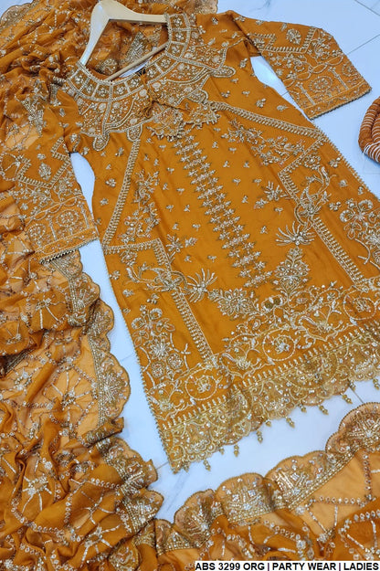 ABS 3299 Pakistani women's chiffon straight shirt with plazo back view