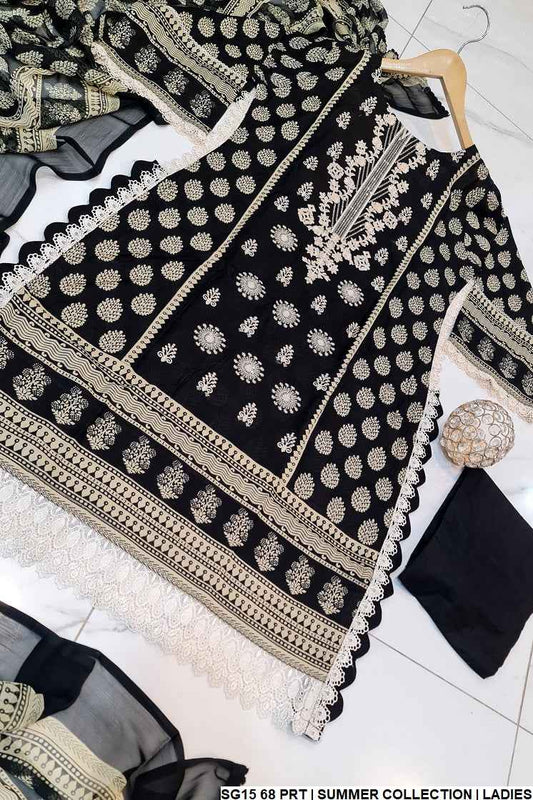 SG15 68 Print Lawn women's A-Line Pakistani summer outfit side view