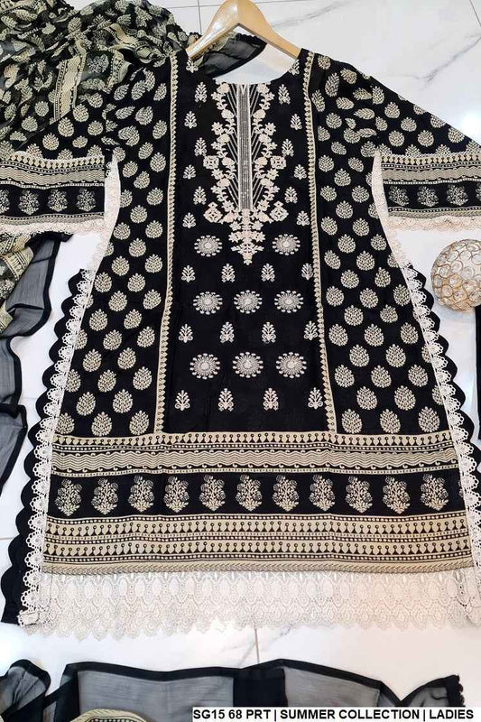 Lawn A-Line suit SG15 68 - Pakistani women's summer dress with digital dupatta front view