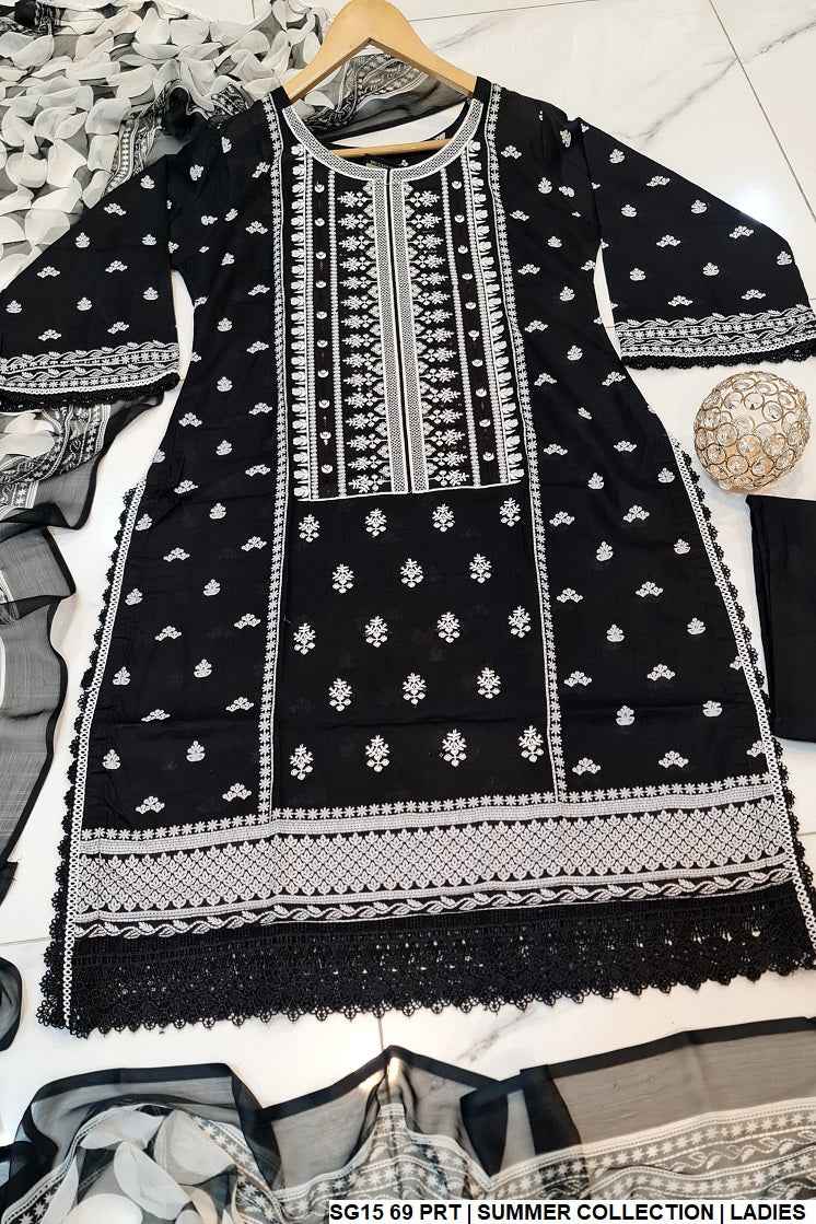 Lawn A-Line suit SG15 69 - Pakistani women's summer dress with digital dupatta detail view