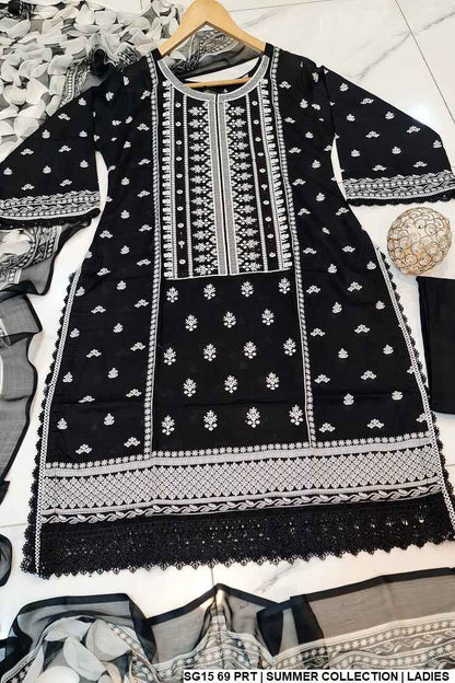 Lawn A-Line suit SG15 69 - Pakistani women's summer dress with digital dupatta detail view