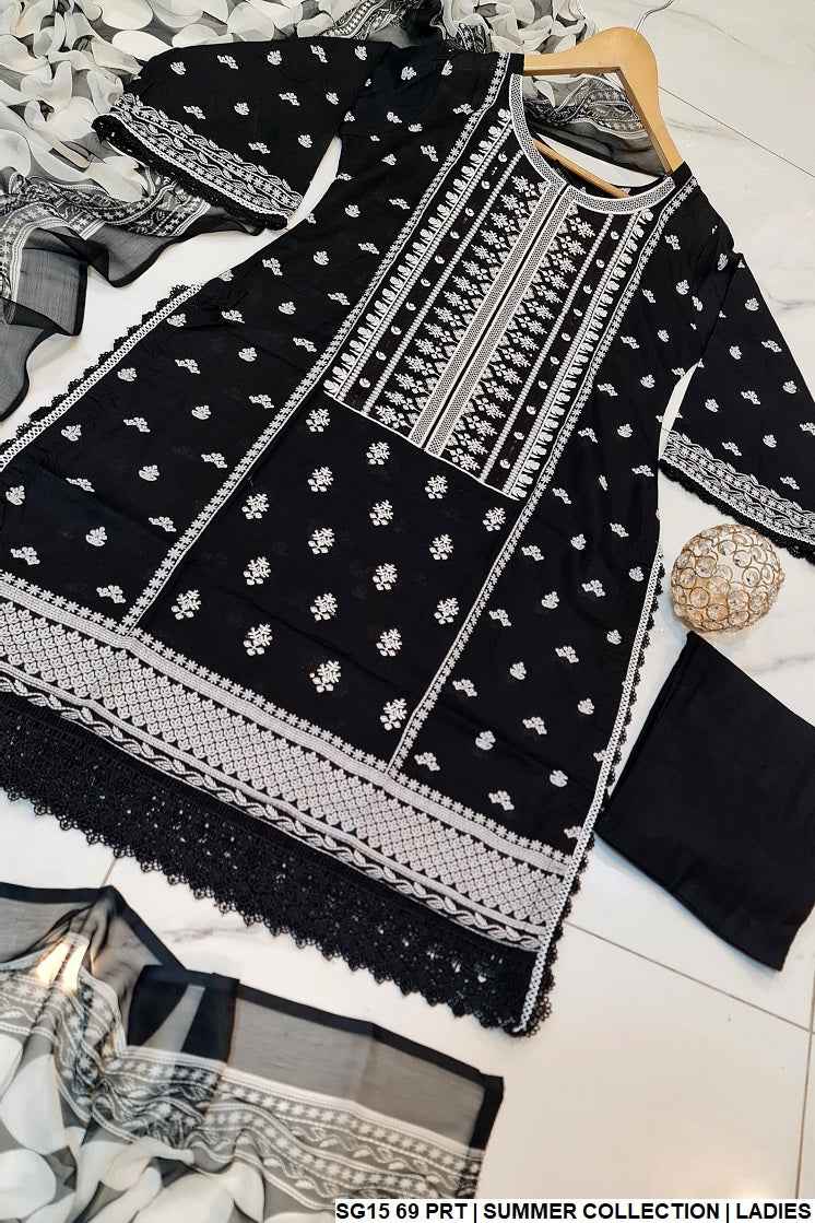 SG15 69 PRT Lawn women's summer Pakistani outfit with digital printed dupatta full view
