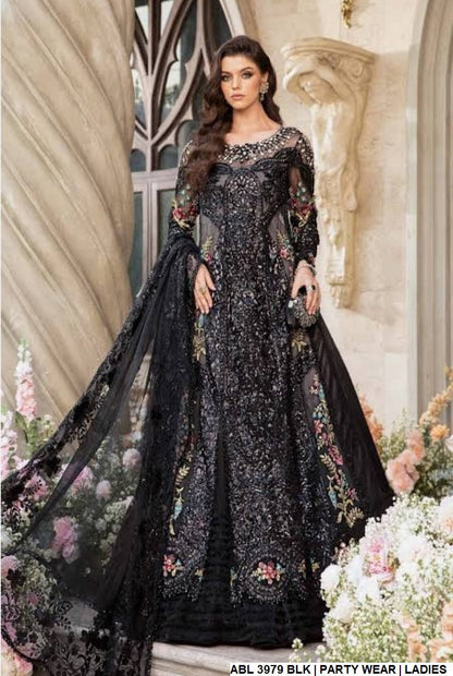 Organza A-Line shirt lehenga ABL 3979 - Pakistani women's bridal formal wear with chiffon dupatta front view