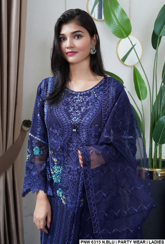 PNW 6315 chiffon Pakistani women's straight shirt side view
