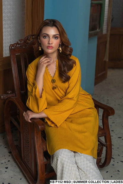 KB F152 Pakistani women's pure karandi outfit with cotton trouser back view